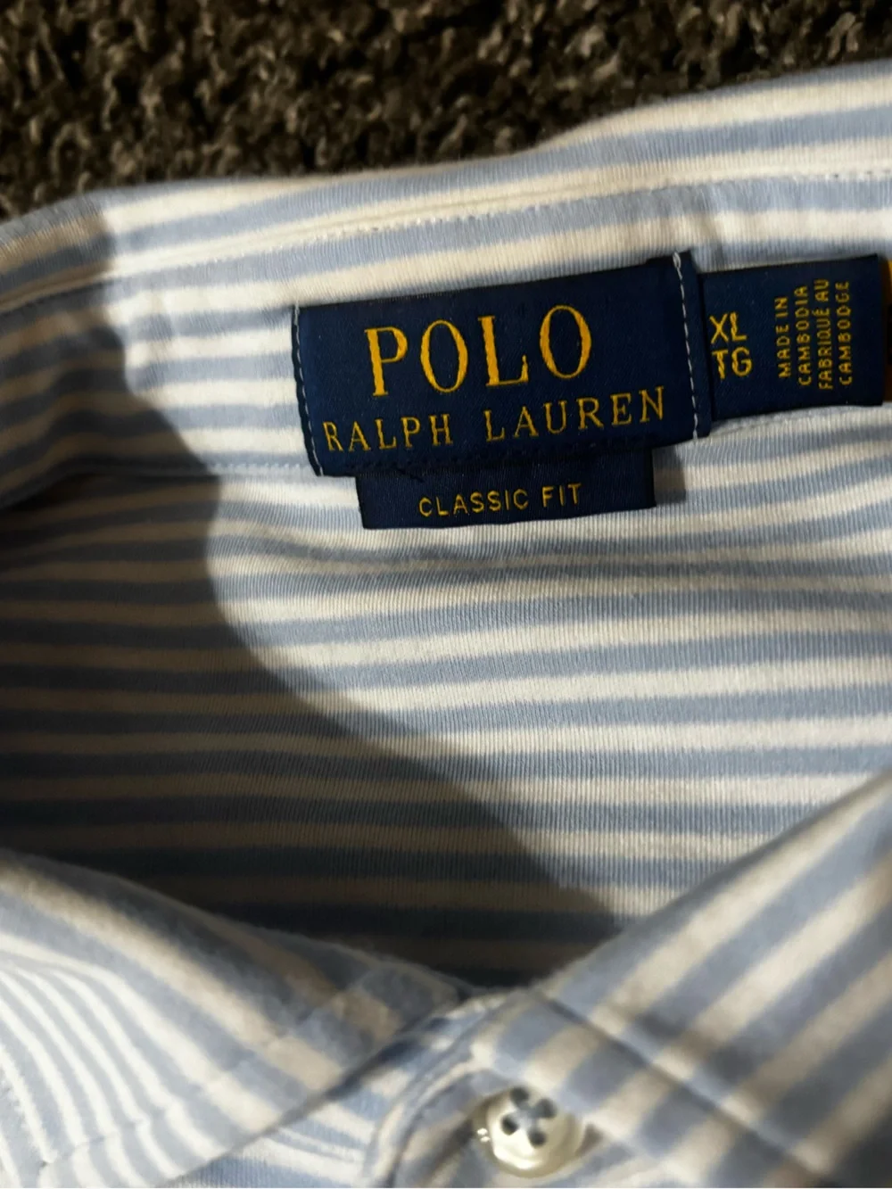 Polo by Ralph Lauren Short Sleeve Striped Polo Shirt - White/Light Blue